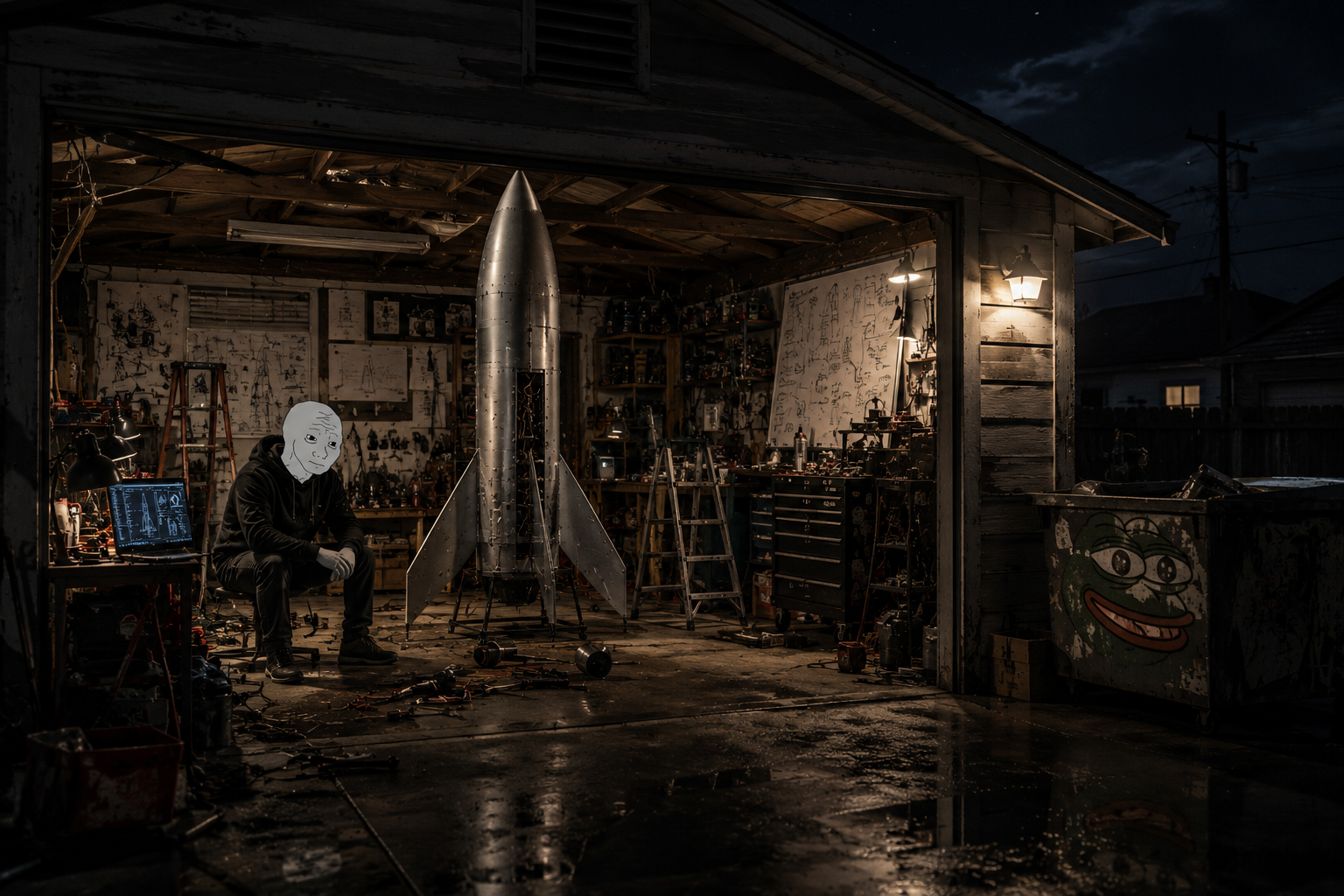 Silver rocket on the garage pad